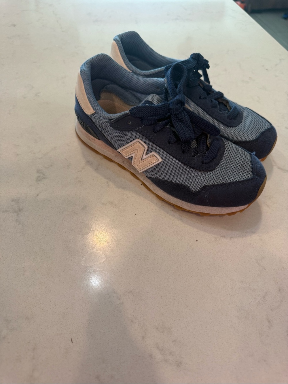 New Balance Kids Navy and Light Blue Lace-Up Sneakers